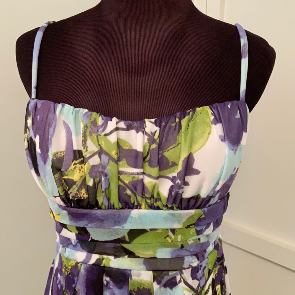 izByer Watercolor Floral Lined Spaghetti Strap Dress